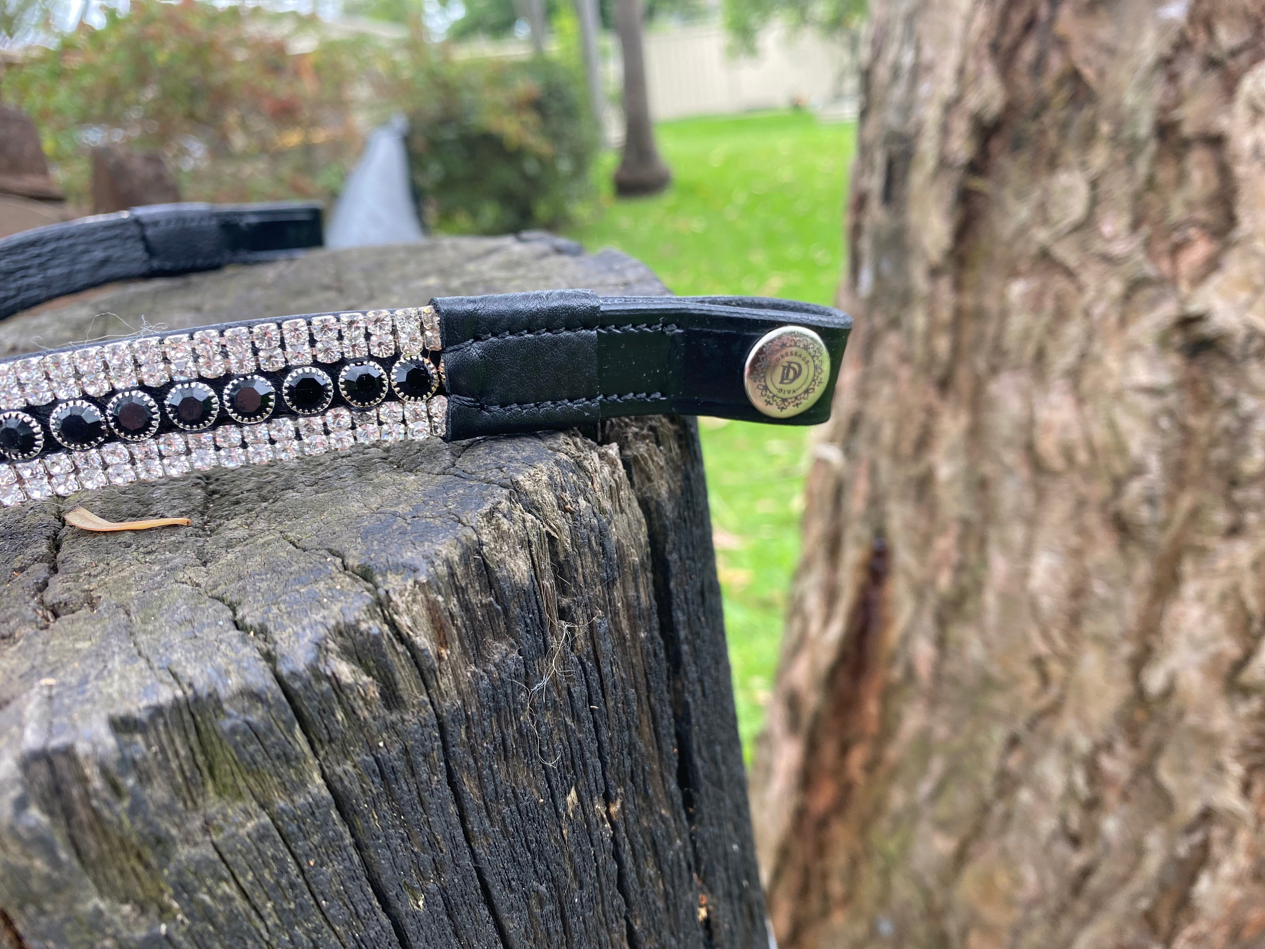 Black Bling and Clear Crystal Browband 5 row